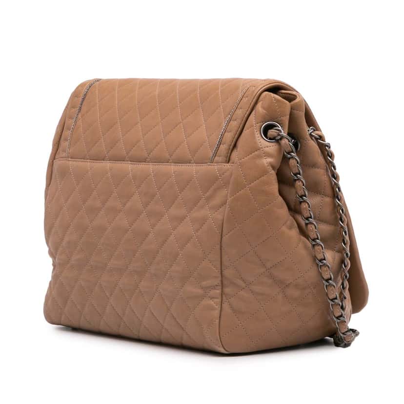 Chanel Large Quilted Calfskin Istanbul Accordion Flap Brown Leather Good condition - Back View