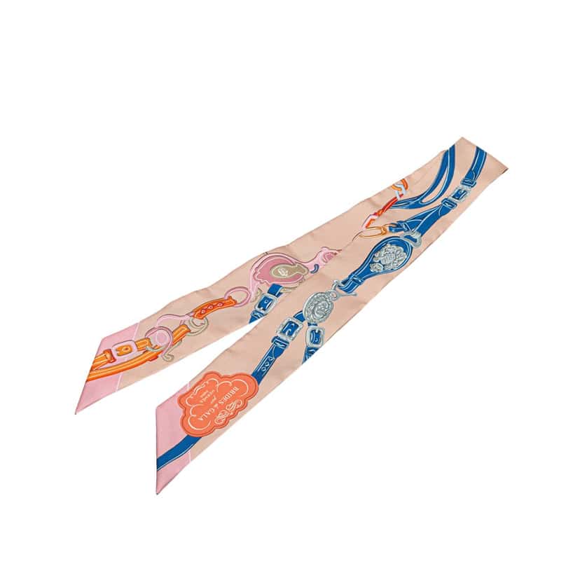 Hermès Brides De Gala Twilly Silk Scarf Pink Silk Very good condition - Front View