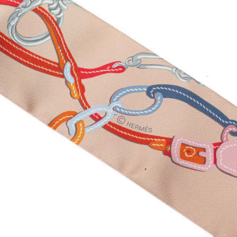 Hermès Brides De Gala Twilly Silk Scarf Pink Silk Very good condition - Inside View