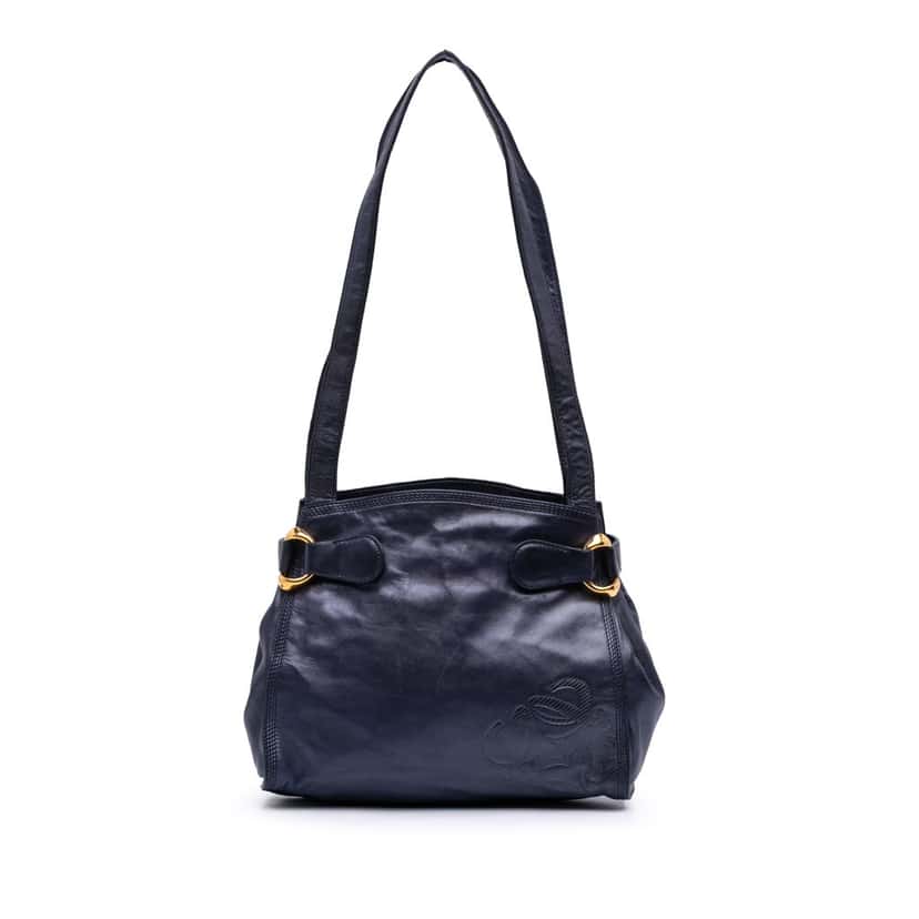 Loewe Anagram Leather Shoulder Bag Blue Leather Good condition - Front View