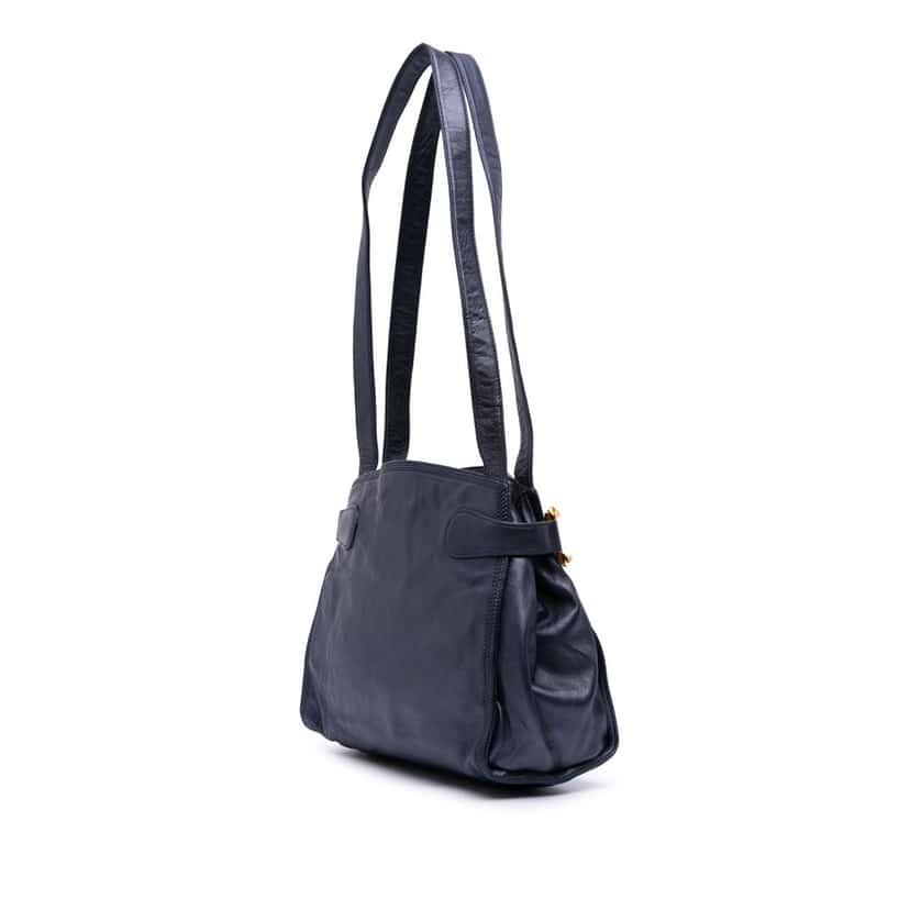 Loewe Anagram Leather Shoulder Bag Blue Leather Good condition - Back View