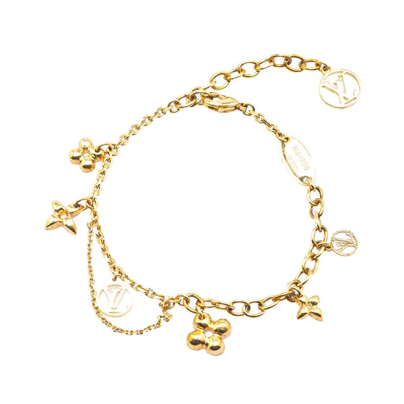 Louis Vuitton Gold Plated Monogram Blooming Supple Bracelet Gold Metal Good condition - Front View