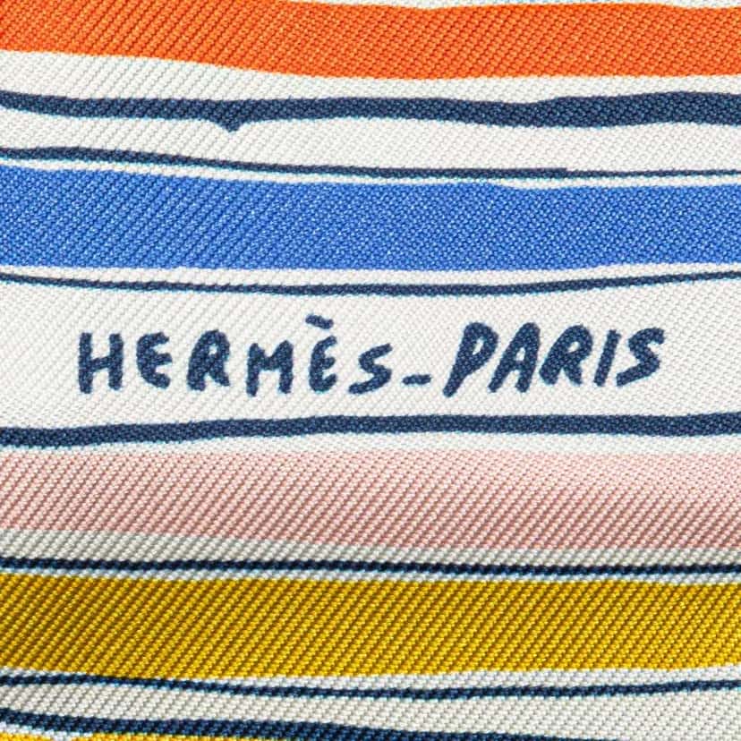 Hermès Rayures d'Ete Twilly Silk Scarf Blue Silk Very good condition - Inside View