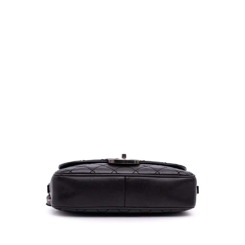 Chanel Paris Edinburgh Medium Calfskin Coco Sporran Flap Black Leather Good condition - Inside View