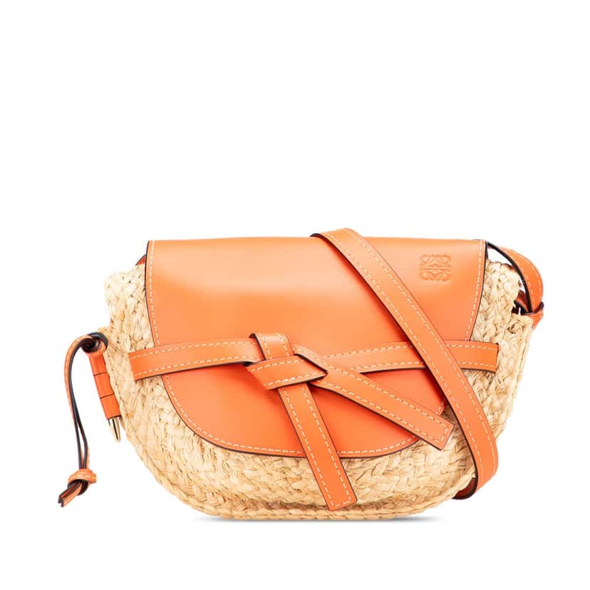 Loewe Small Raffia Gate Crossbody Brown Good condition - Front View