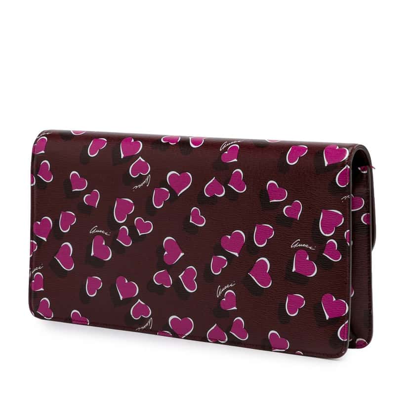 Gucci Leather Heartbeat Clutch Red Leather Good condition - Back View