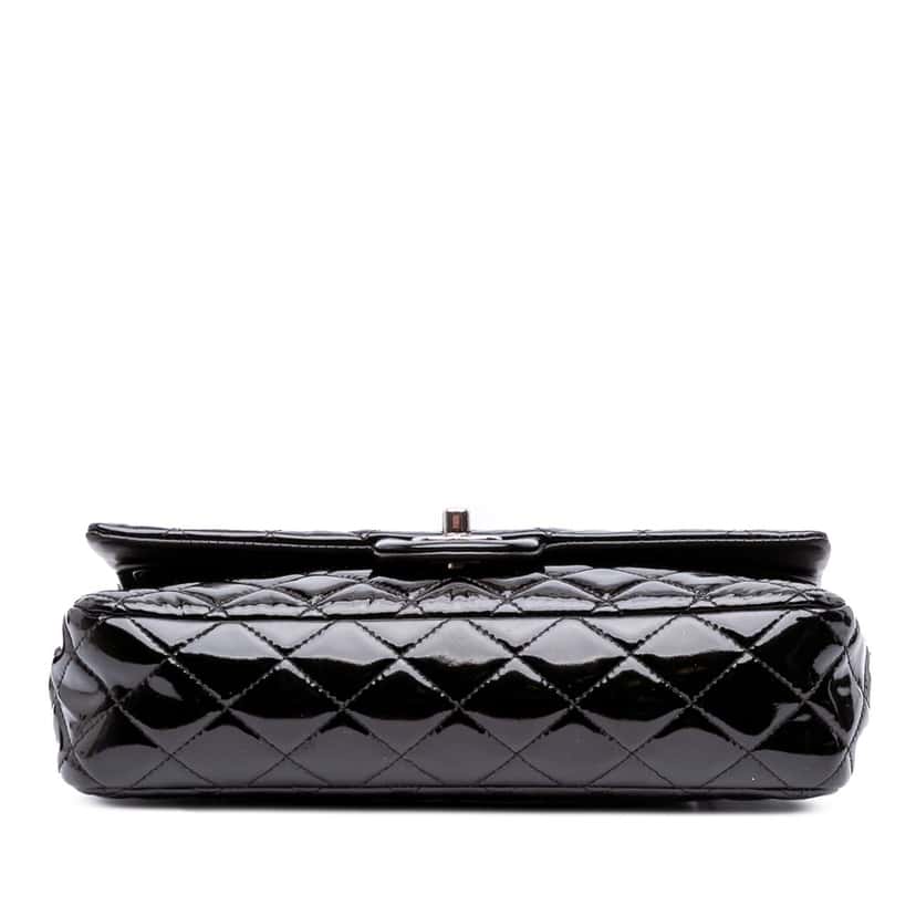 Chanel Medium Classic Patent Double Flap Black Leather Good condition - Inside View