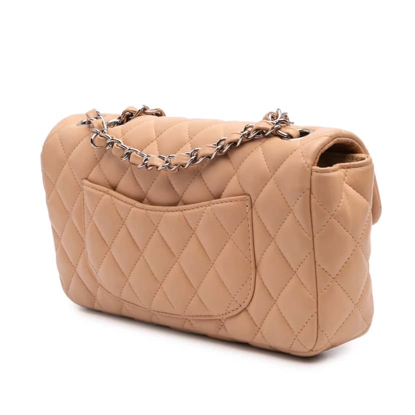 Chanel Classic Lambskin East West Single Flap Brown Leather Good condition - Back View