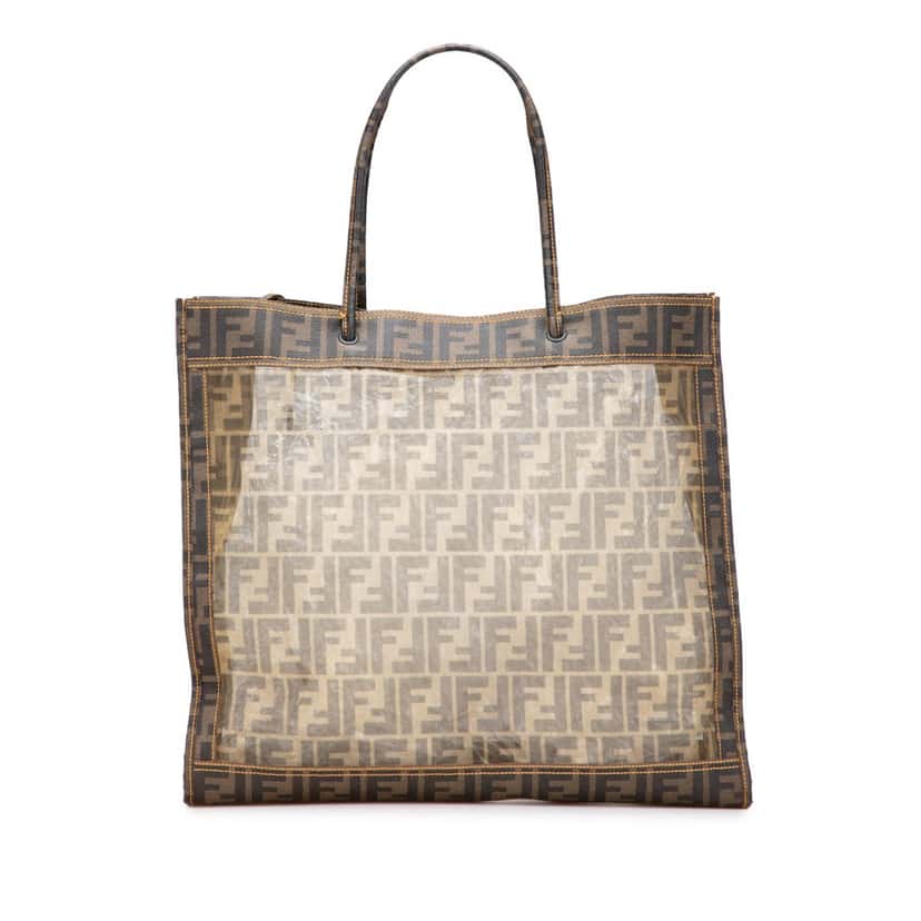 Fendi Large Zucca Mesh Tote Brown Polyester Good condition - Front View