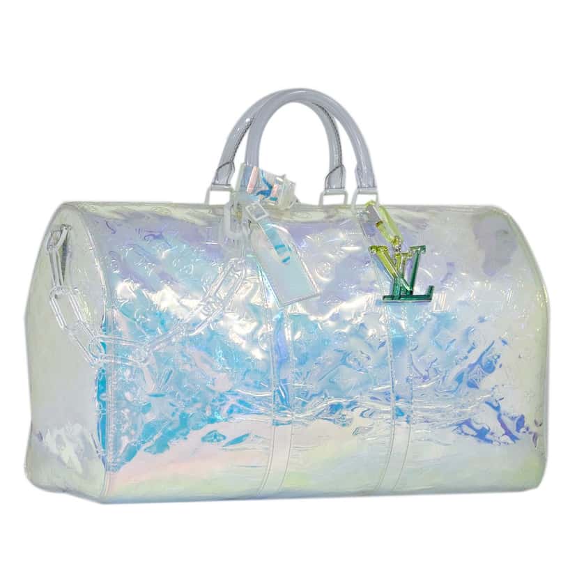 Louis Vuitton Monogram Prism Keepall Bandouliere 50 White Good condition - Back View