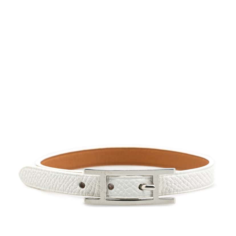 Hermès Epsom Behapi Single Tour Bracelet White Leather Good condition - Front View