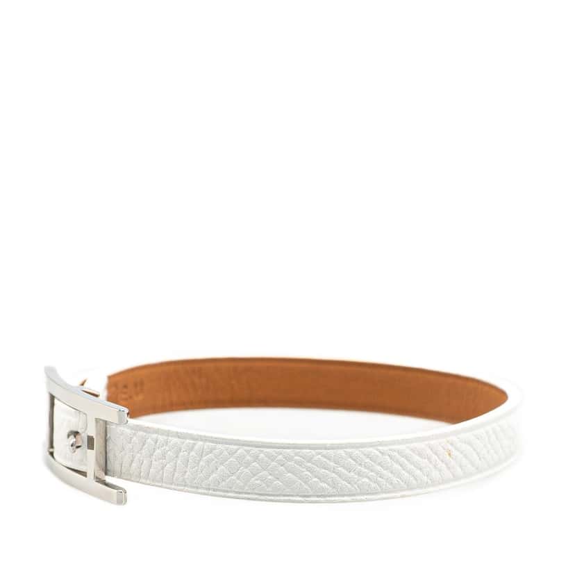 Hermès Epsom Behapi Single Tour Bracelet White Leather Good condition - Back View