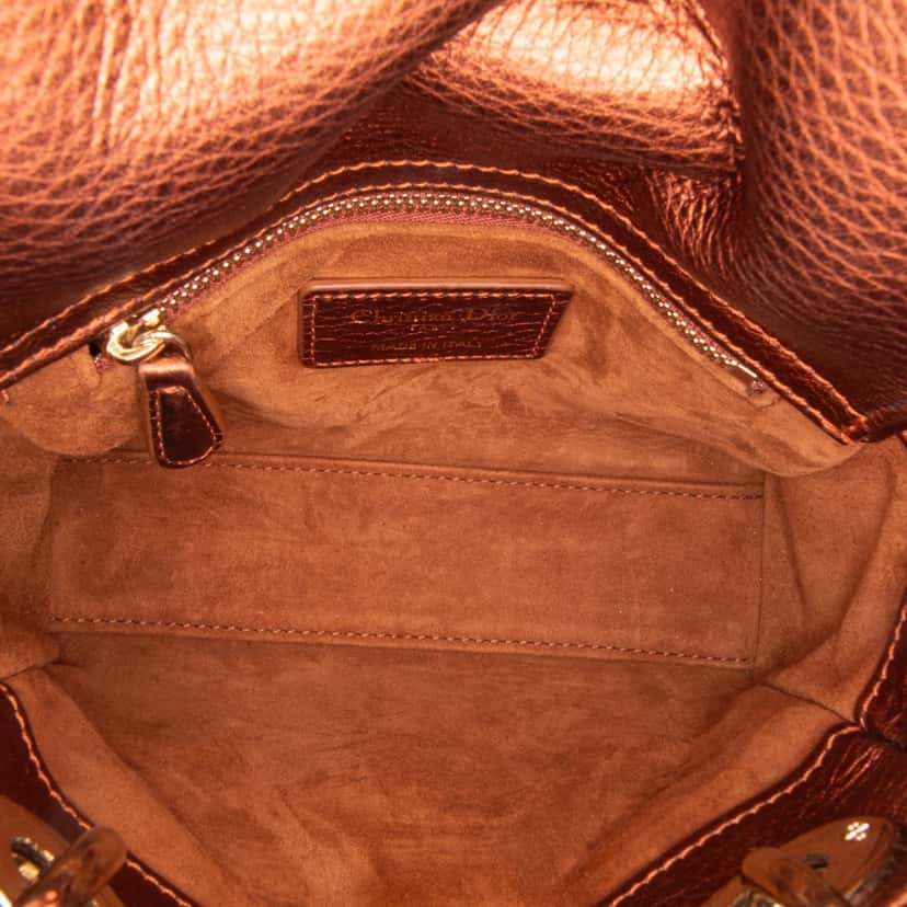 Dior Mini Metallic Calfskin Cannage Lady Dior Brown Leather Good condition - Box View