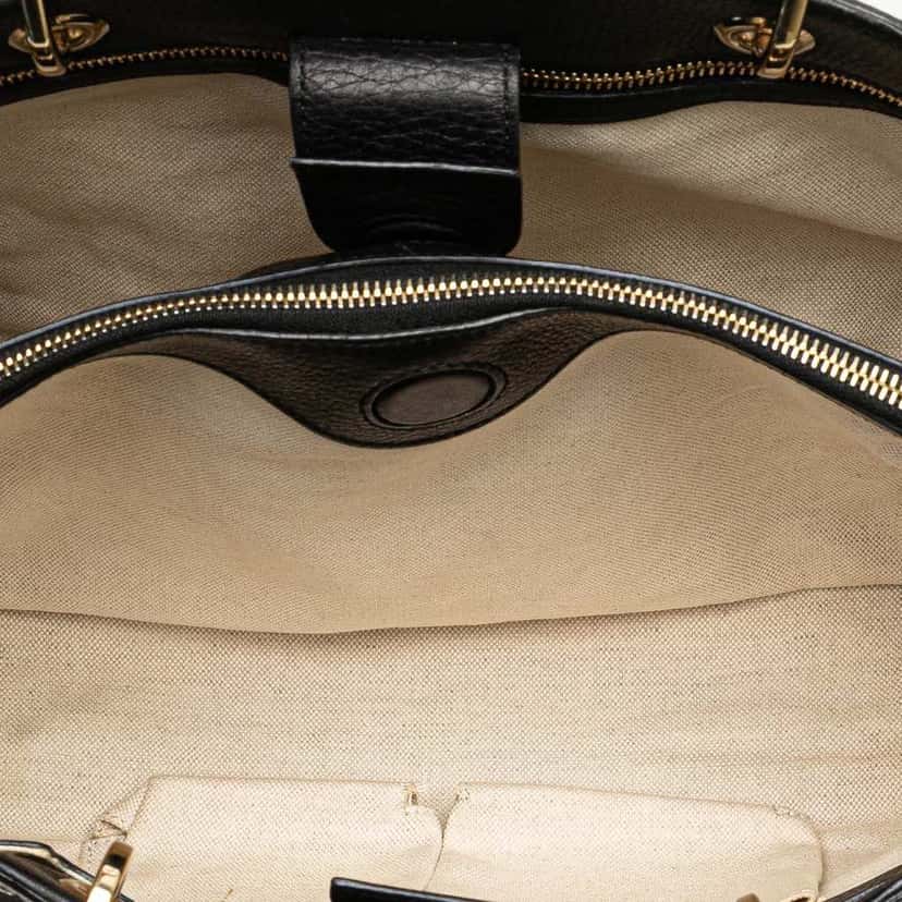 Gucci Medium Canvas Bamboo Shopper Flora Knight Satchel Black Canvas Good condition - Model View
