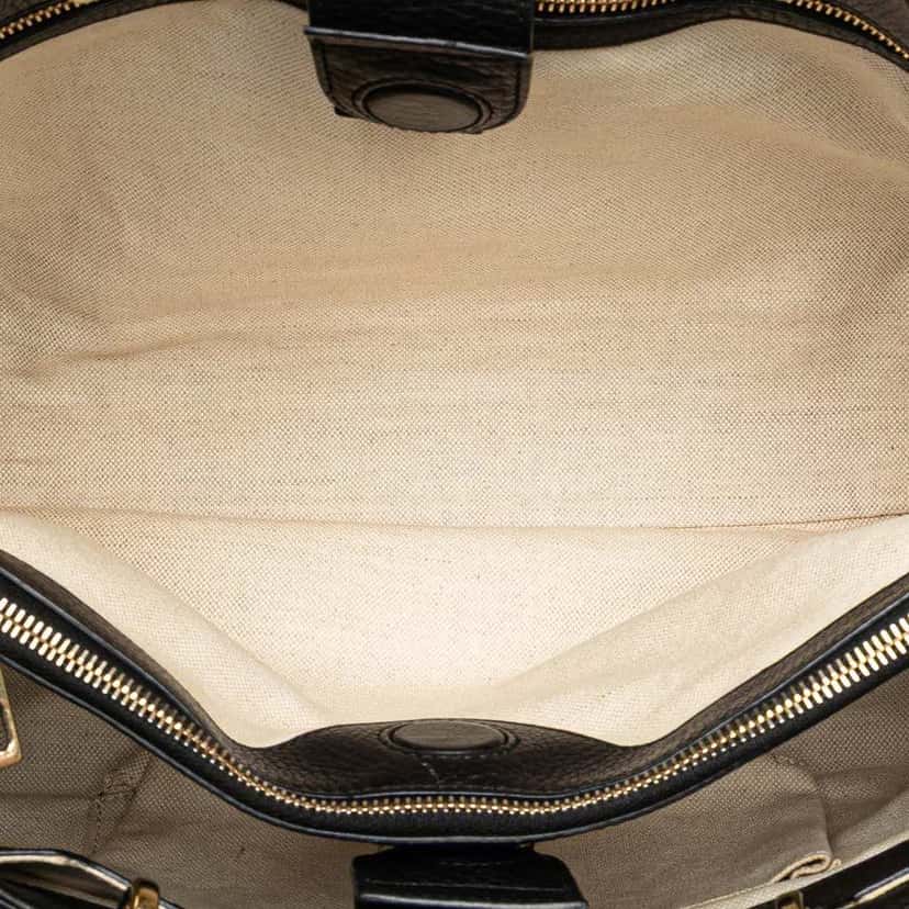 Gucci Medium Canvas Bamboo Shopper Flora Knight Satchel Black Canvas Good condition - Box View