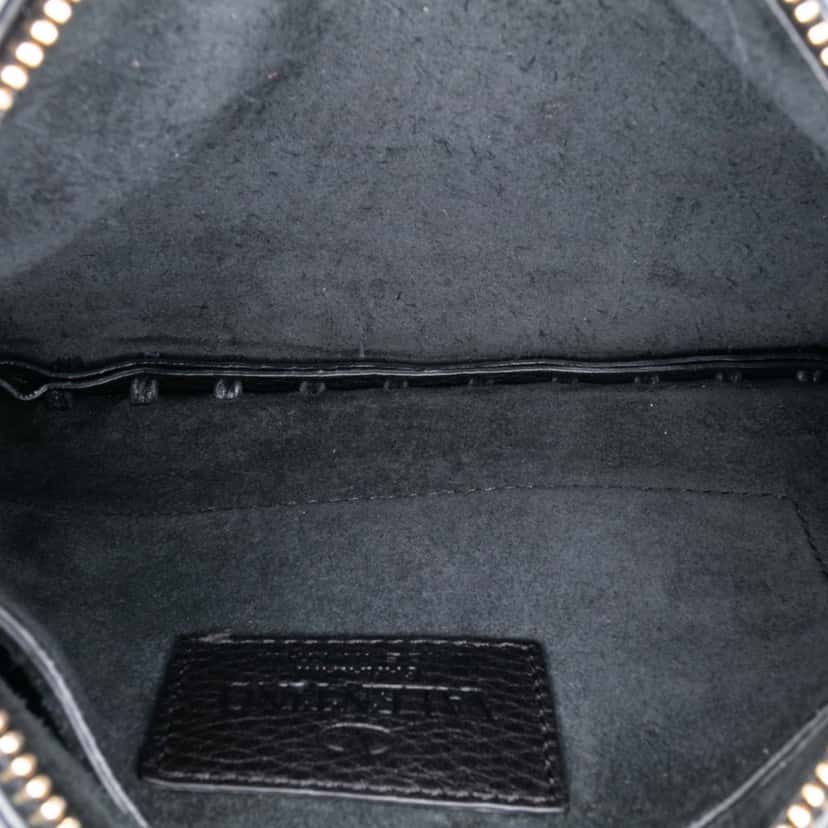 Valentino Grained Calfskin C Rockee Zodiac Fringe Clutch Black Leather Good condition - Box View