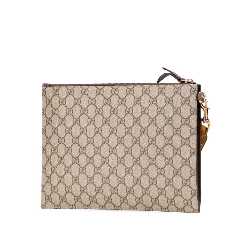 Gucci GG Supreme Neo Vintage Clutch Grey Canvas Good condition - Back View