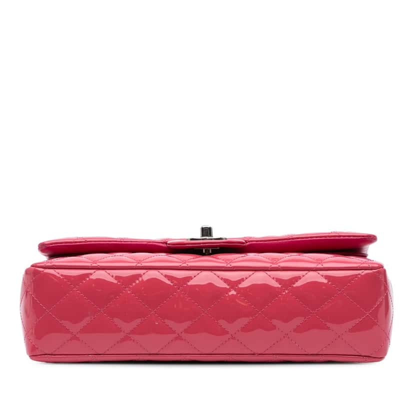 Chanel Medium Classic Patent Double Flap Pink Leather Good condition - Inside View