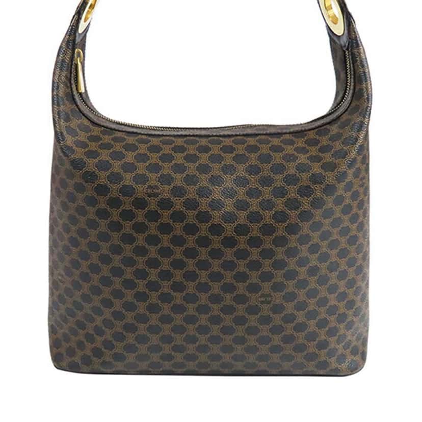 Celine Macadam Coated Canvas Shoulder Bag Brown Canvas Good condition - Front View