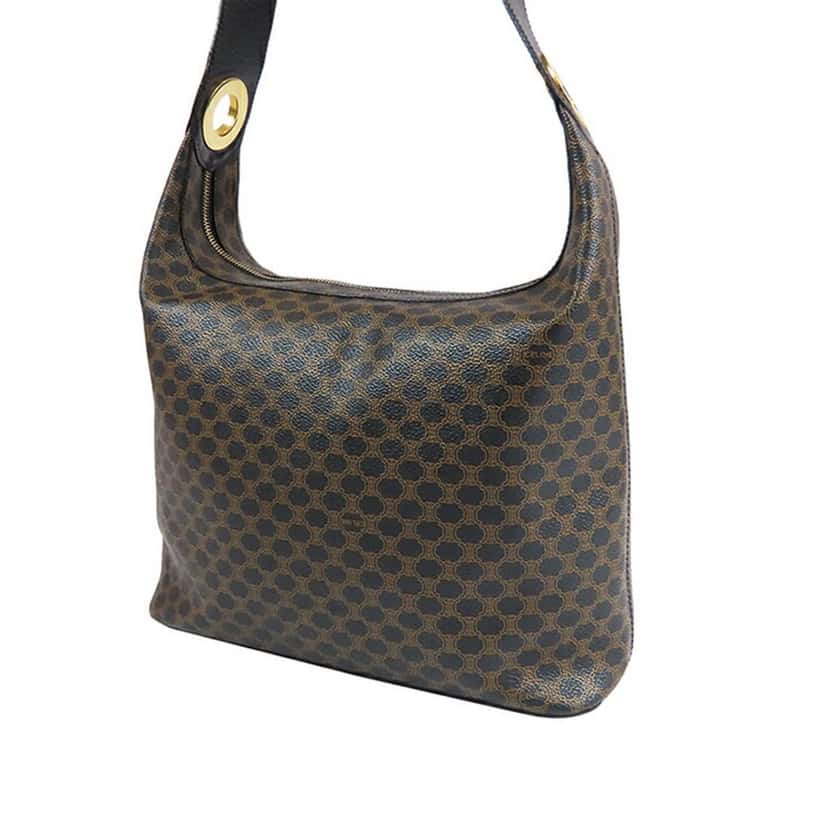 Celine Macadam Coated Canvas Shoulder Bag Brown Canvas Good condition - Back View
