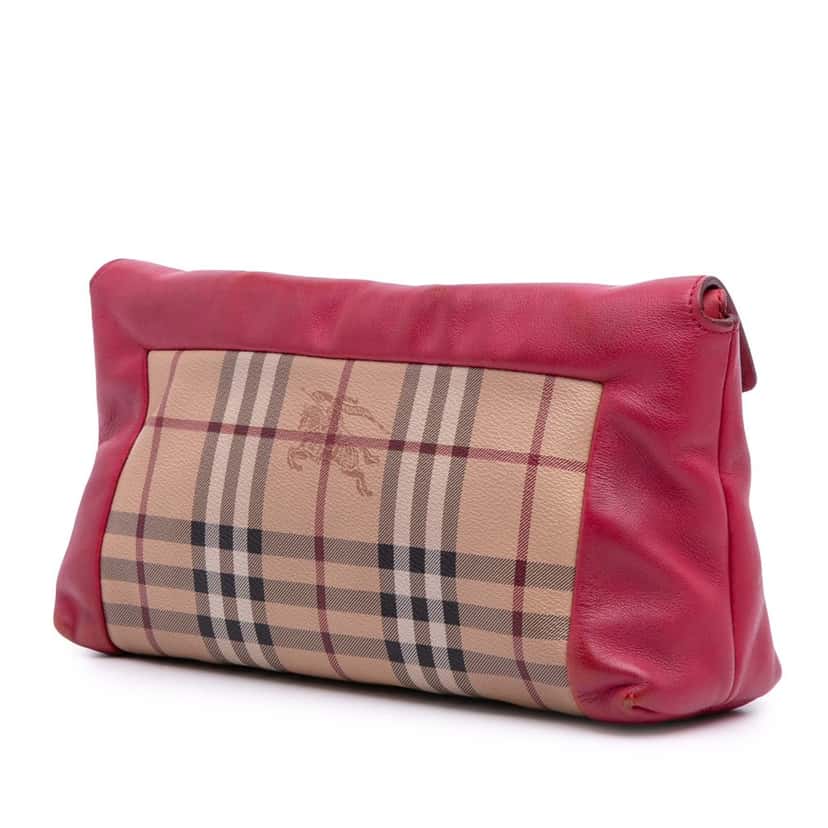 Burberry Haymarket Check Coated Canvas Leah Crossbody Pink Canvas Good condition - Back View
