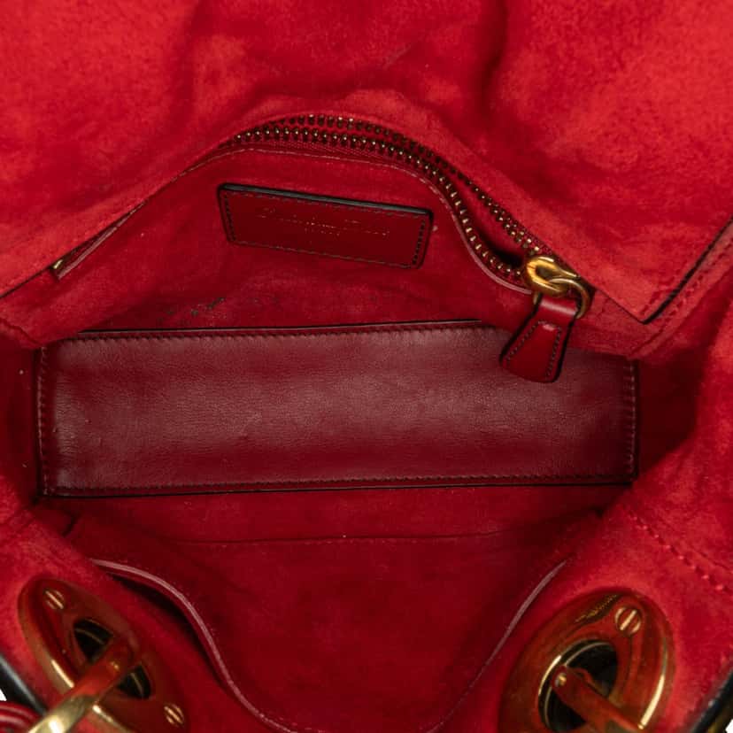 Dior Mini Lambskin Cannage Studded Supple Lady Dior Red Leather Good condition - Model View