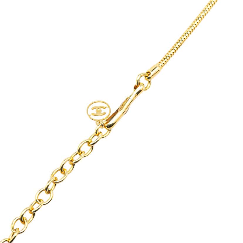 Chanel Gold Plated Resin Ball Pendant Necklace Gold Metal Good condition - Back View