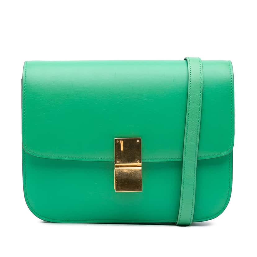 Celine Medium Calfskin Classic Box Green Leather Good condition - Front View