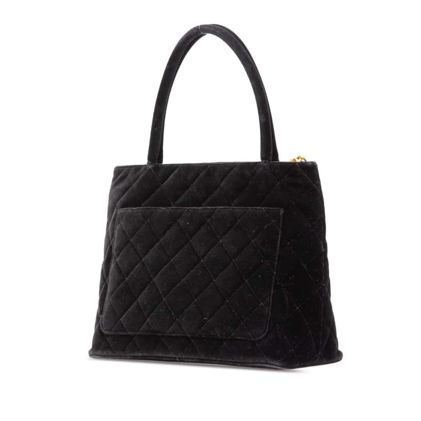 Chanel Velvet Medallion Tote Black Velvet Good condition - Back View