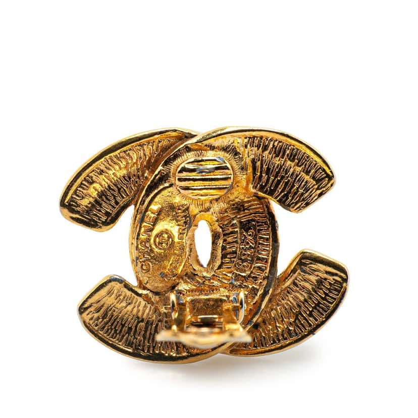 Chanel Gold Plated CC Quilted Clip On Earrings Gold Metal Good condition - Inside View