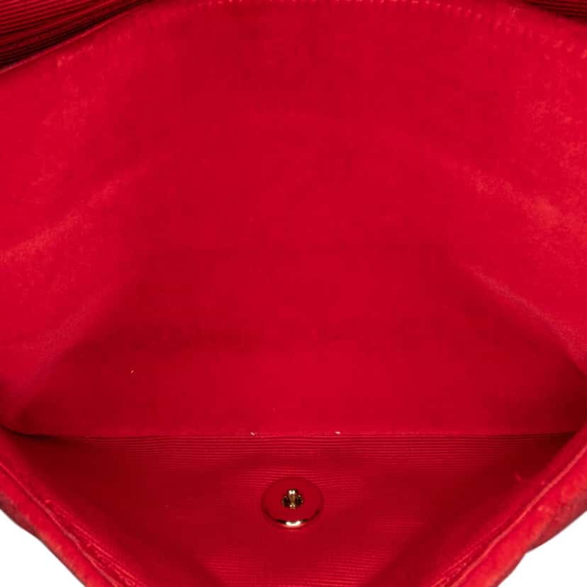 Chanel Medium Classic Velvet Double Flap Red Velvet Good condition - Box View