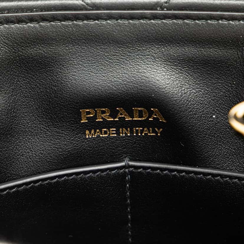 Prada Small Quilted Lambskin Satchel Black Leather Good condition - Box View
