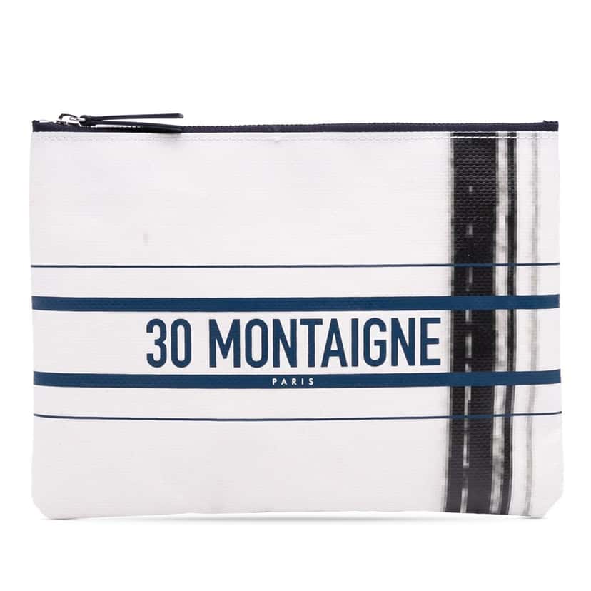 Dior Limited Edition Bilum Trompe Loeil Canvas 30 Montaigne Pochette White Canvas Very good condition - Front View