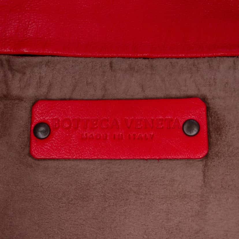 Bottega Veneta Nappa Intrecciato Drawstring Bucket Bag Red Leather Good condition - Box View
