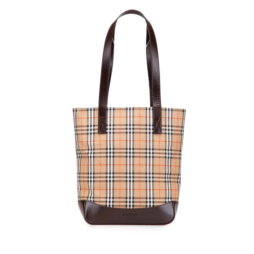 Burberry Haymarket Check Canvas Tote Brown Canvas Good condition - Front View
