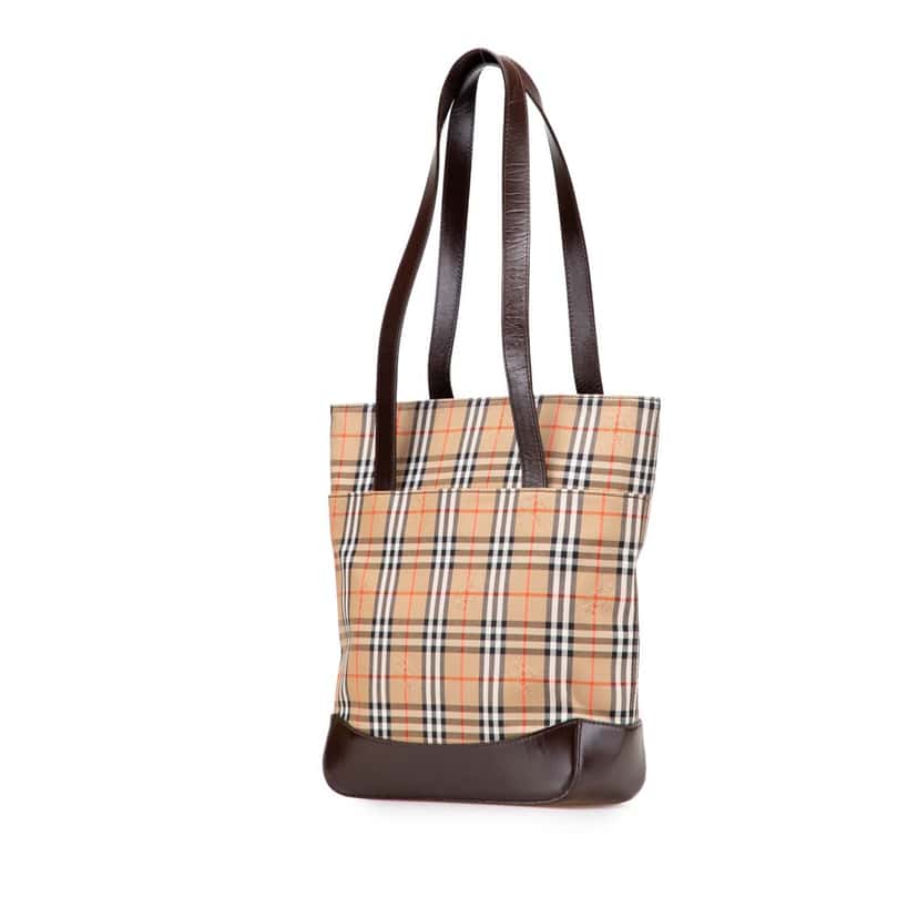 Burberry Haymarket Check Canvas Tote Brown Canvas Good condition - Back View