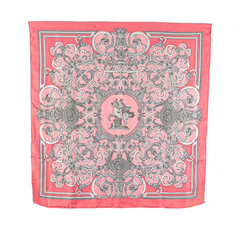Hermès Les Tuileries Silk Scarf Pink Silk Good condition - Front View