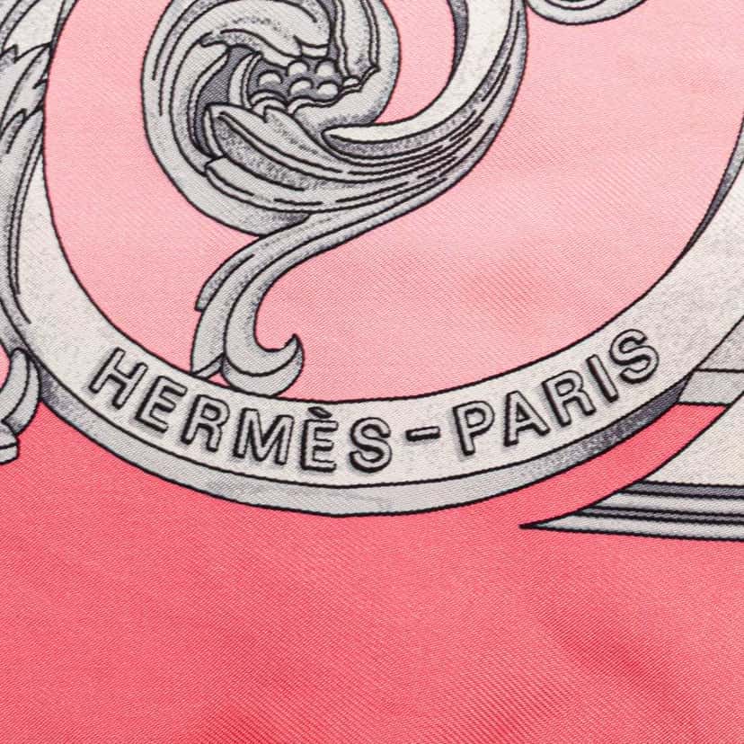 Hermès Les Tuileries Silk Scarf Pink Silk Good condition - Back View