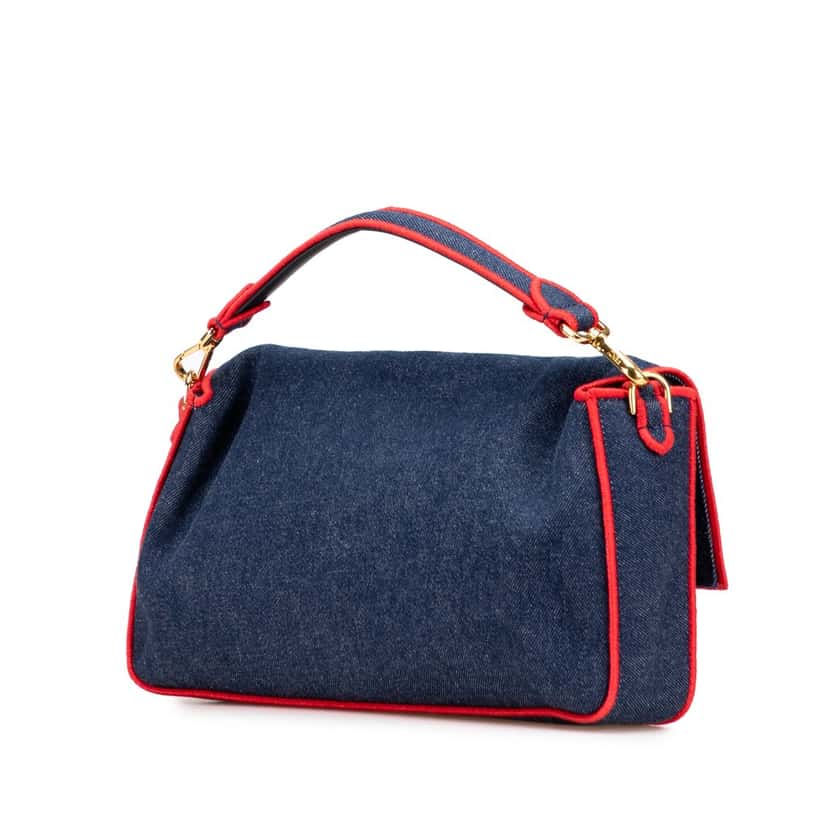 Fendi Large Denim Baguette Satchel Blue Denim Good condition - Back View