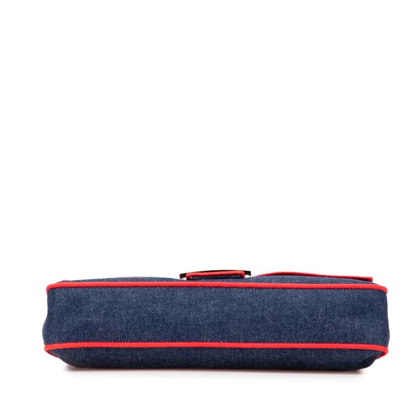 Fendi Large Denim Baguette Satchel Blue Denim Good condition - Inside View