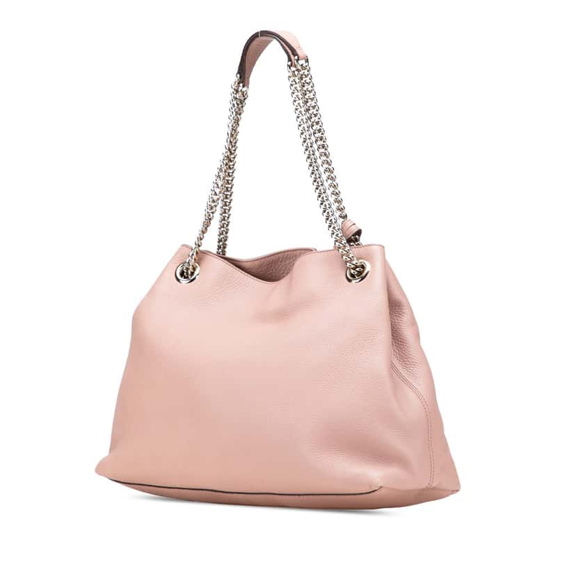 Gucci Medium Leather Soho Chain Tote Pink Leather Good condition - Back View