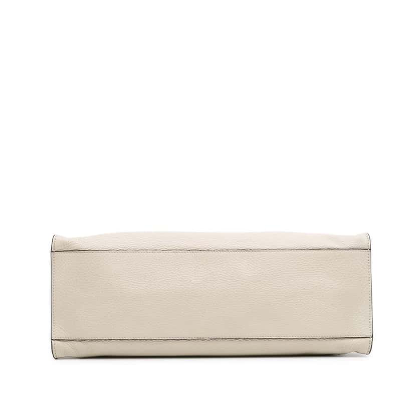 Gucci Medium Calfskin Bamboo Daily Shopper Satchel White Leather Good condition - Inside View