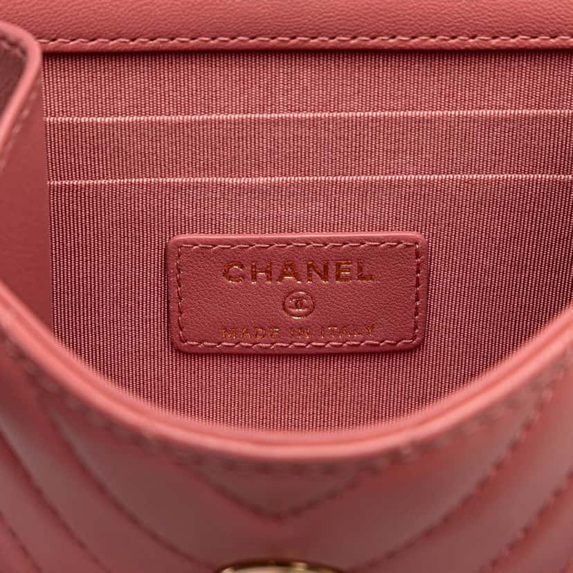 Chanel Mini Chevron Lambskin Trendy CC Chain Wallet Pink Leather Very good condition - Box View