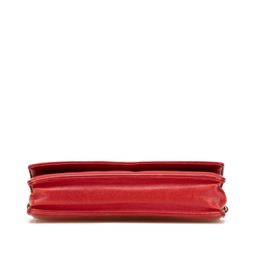 Chanel CC Calfskin Wallet On Chain Red Leather Very good condition - Inside View