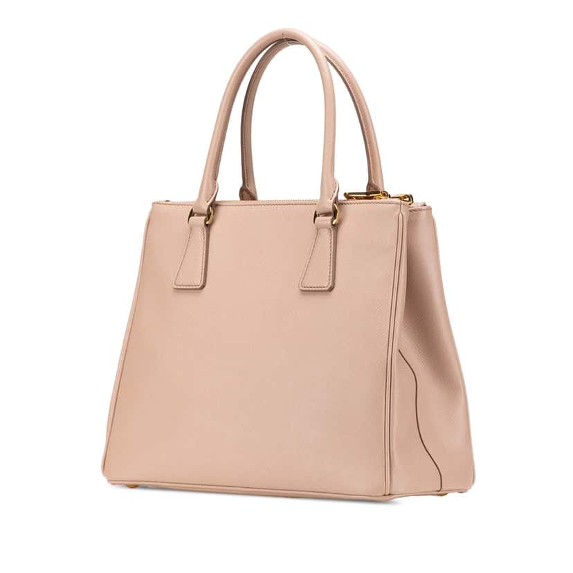 Prada Saffiano Lux Front Pocket Galleria Double Zip Satchel Pink Leather Good condition - Back View