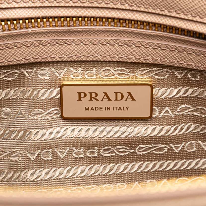 Prada Saffiano Lux Front Pocket Galleria Double Zip Satchel Pink Leather Good condition - Box View