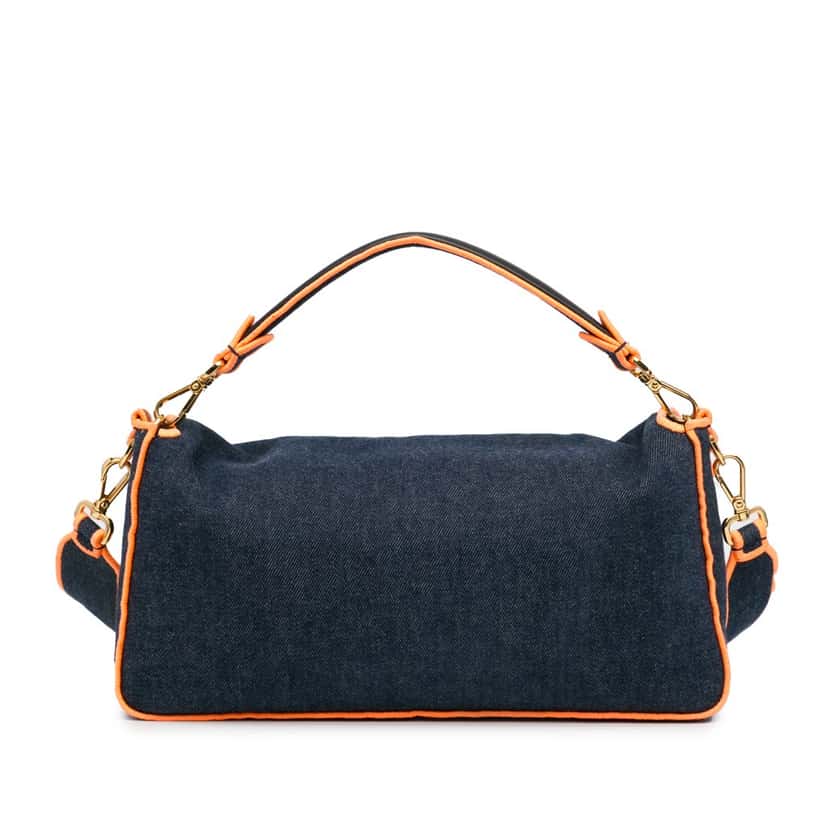 Fendi Large Denim Baguette Satchel Blue Denim Good condition - Inside View