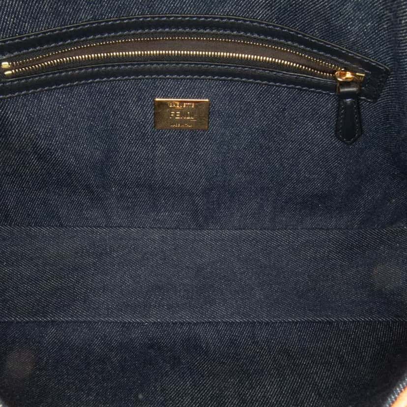 Fendi Large Denim Baguette Satchel Blue Denim Good condition - Box View