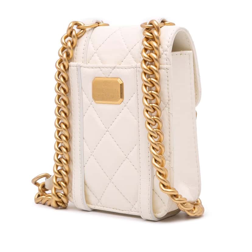 Chanel Mini Aged Calfskin City School Flap White Leather Very good condition - Back View