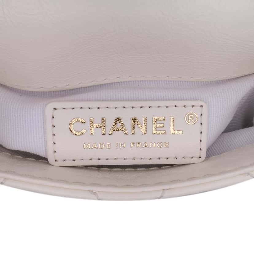 Chanel Mini Aged Calfskin City School Flap White Leather Very good condition - Box View